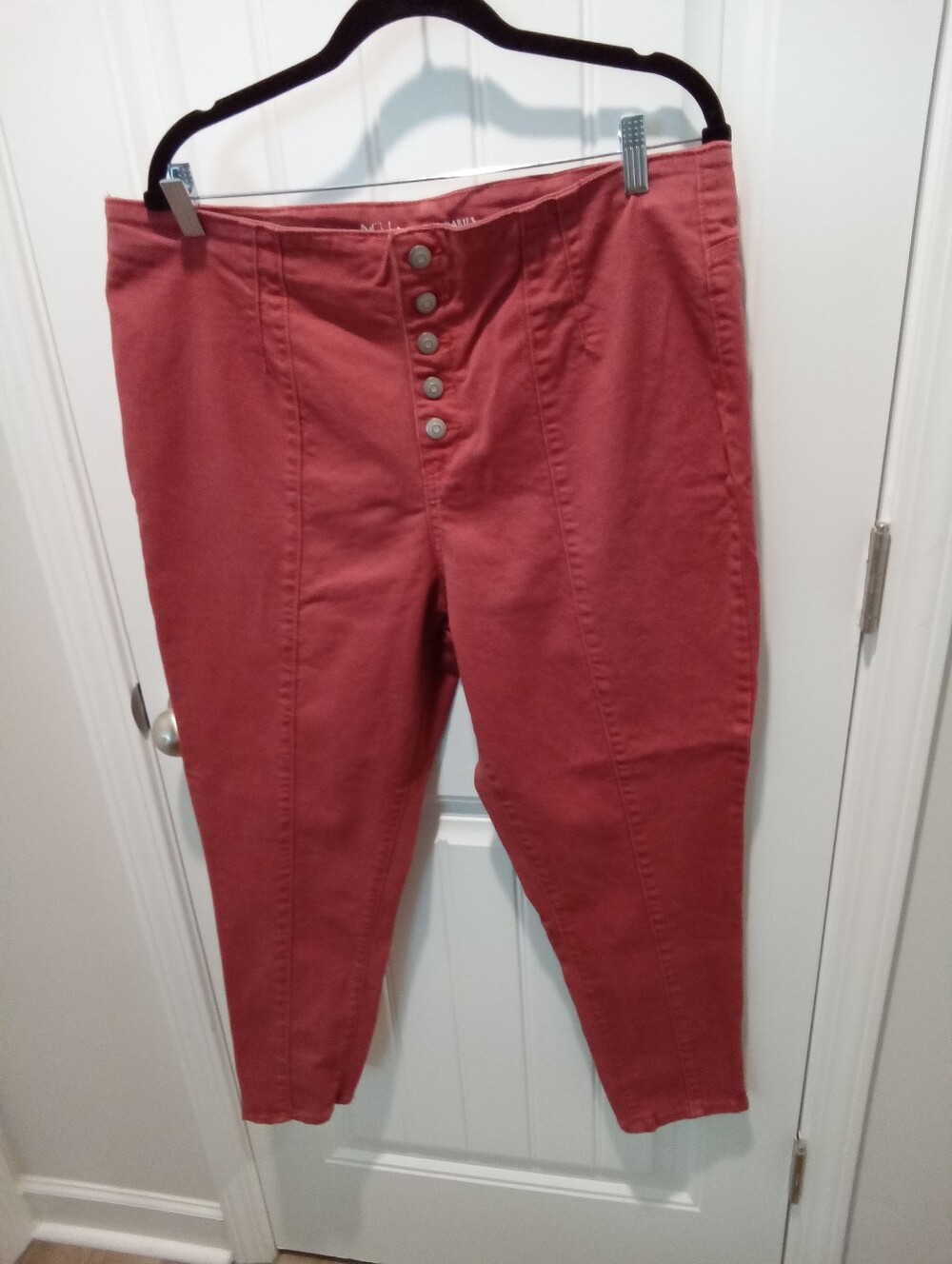 No Boundaries Junior's Plus Sz 21 High-Waist Button Fly Rust Ankle Crop
